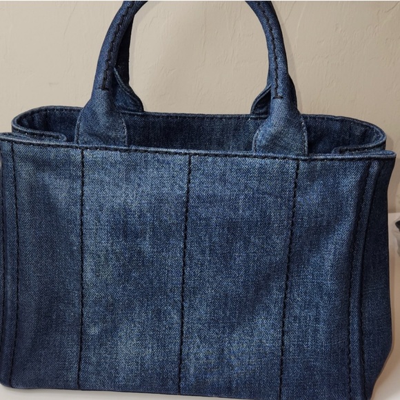 PRADA DENIM Canapa bag with shoulder strap! Like new! COA included/Posh authen! - Picture 4 of 10